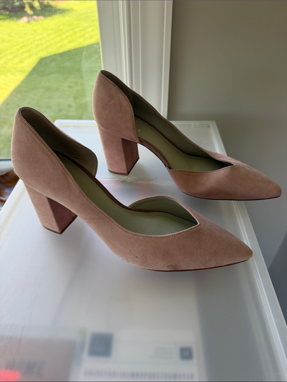 1. State Dusty Pink Suede Block Heel Pumps size 9.5